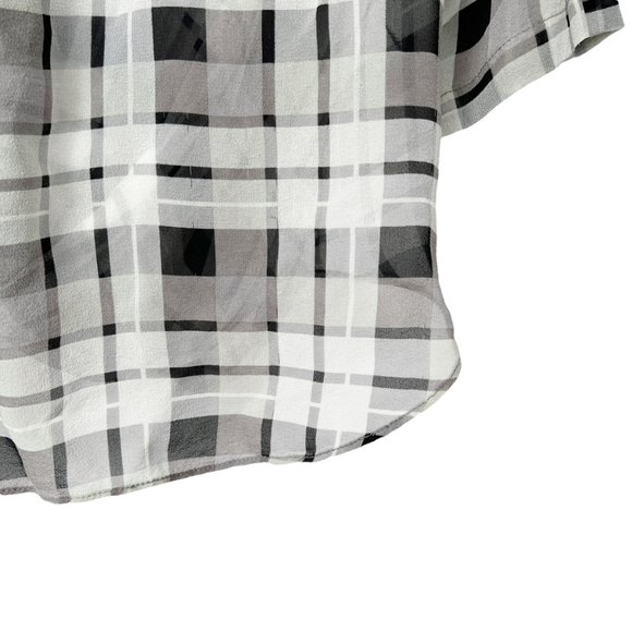 Aritzia 100% Silk Babaton Beau Wrap Draped Plaid Oversized Blouse Shirt Top - L - Picture 5 of 7